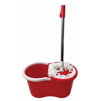 Red Spinning Mop With 2 Mop Heads