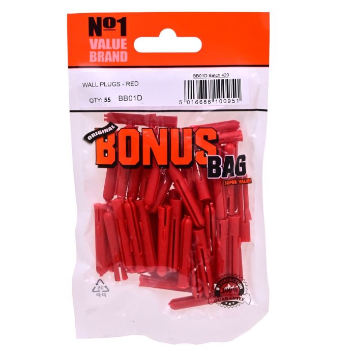 Bonus Bag Wall Plugs Red