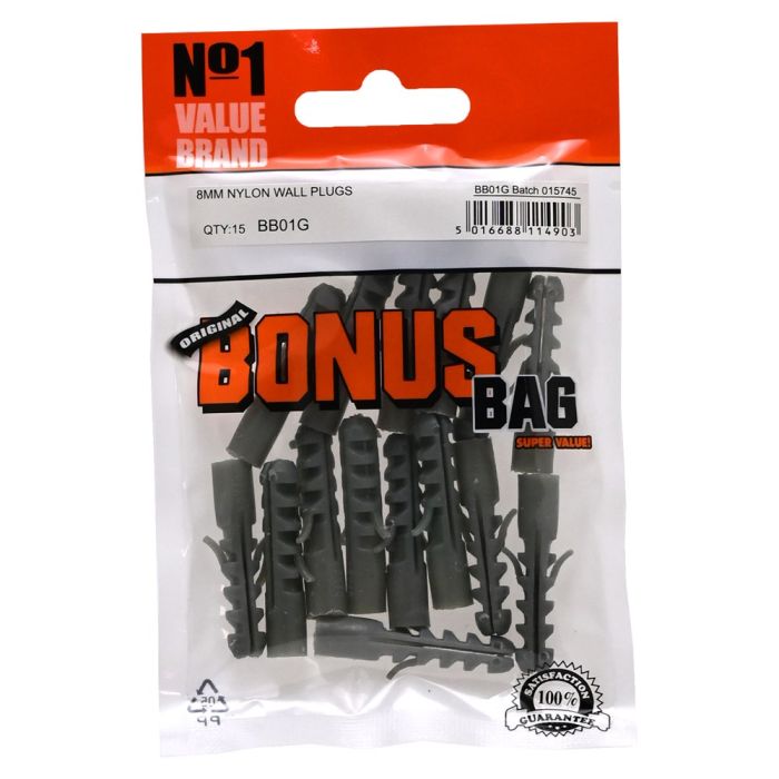 Bonus Bag Nylon Wall Plugs 15 pack