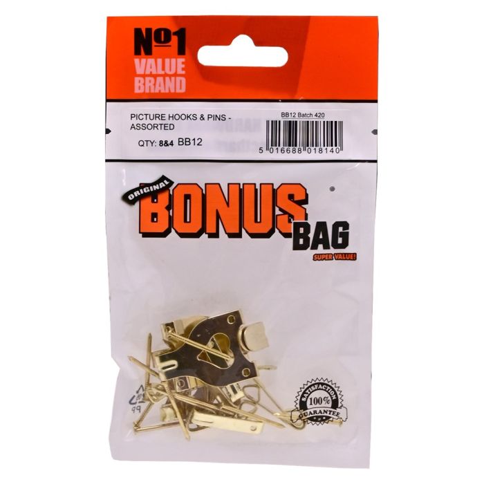 Bonus Bag Picture Hooks & Pins Assorted