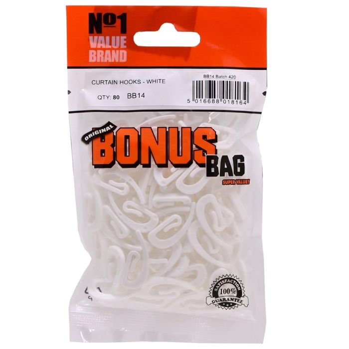 Bonus Bag Curtain Hooks White
