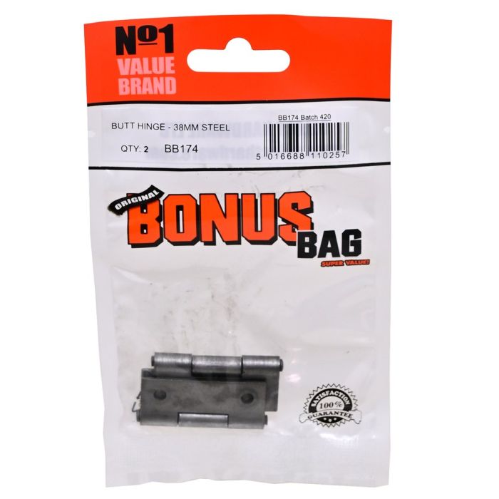 Bonus Bag Steel Butt Hinge 38mm