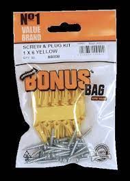 Bonus Bag Screw & Plug Kit 1in Yellow