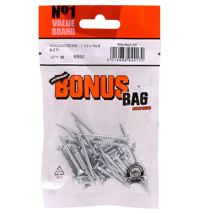Bonus Bag Woodscrews 1 1/2 x NO.8