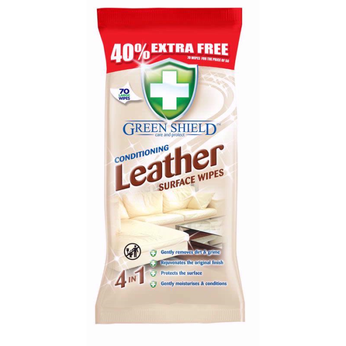 Greenshield Leather Wipes 70 pc