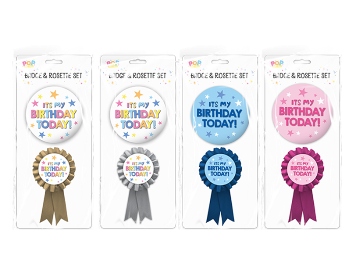 POP Birthday Badge & Rosette Set 2 pack