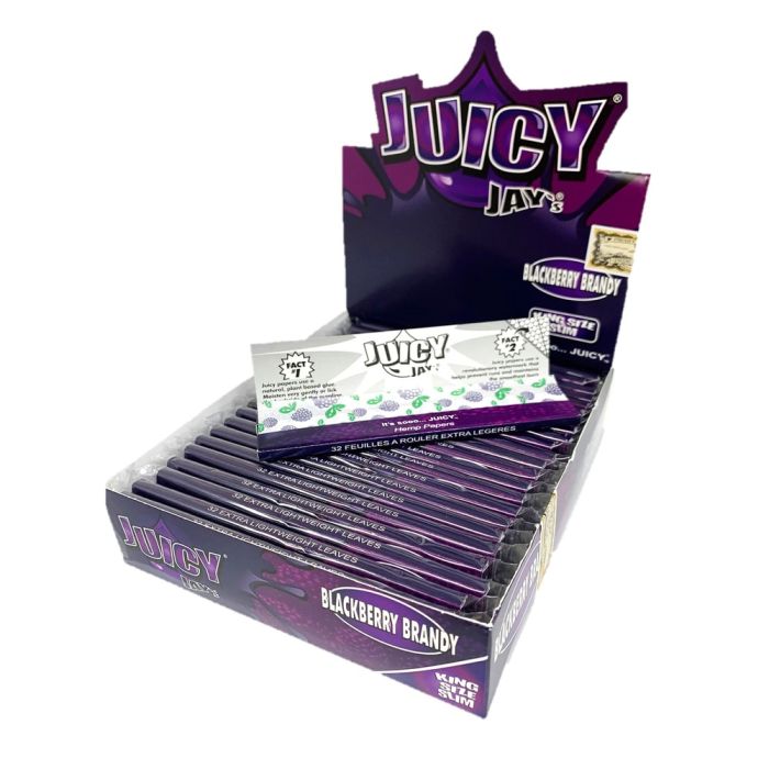 Juicy Jay's Cigarette Rolling Paper Blackberry Brandy Flavour King Size Slim - Pack Of 24 - 32 Leaves Per Pack