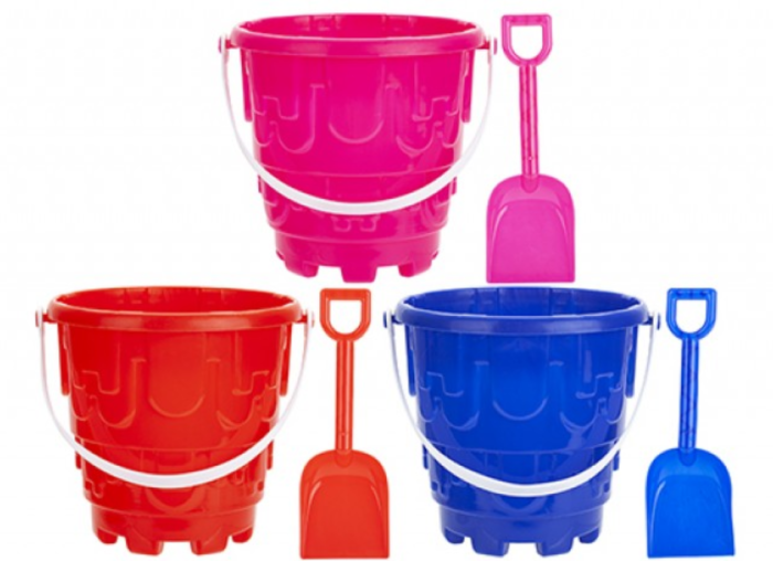Castle Bucket With Spade - 3 Assorted Colours