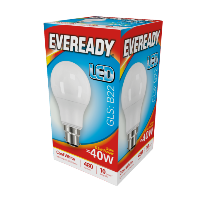 Eveready LED E27 GLS Bulb 40W Cool White