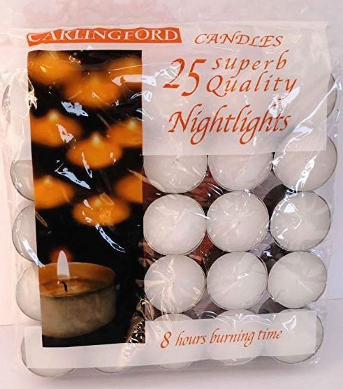 Carlingford Candle Tealights White 8 Hours 25 pack
