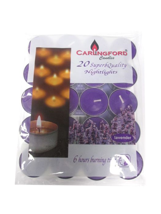 Carlingford Nightlight Candles Lavender 20 pack (6 hour burning time)