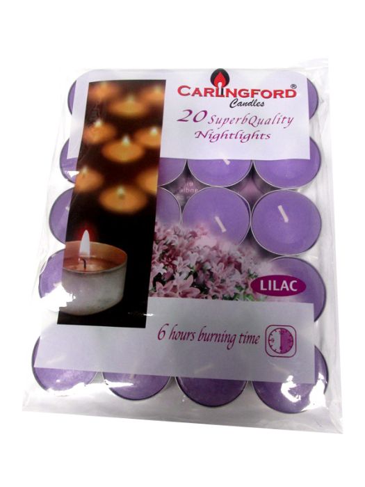 Carlingford Nightlight Candles Lilac 20 pack (6 hour burning time)