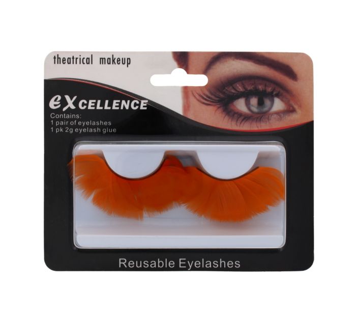 Excellence Reusable Feather Eyelashes Orange/Pink Assorted