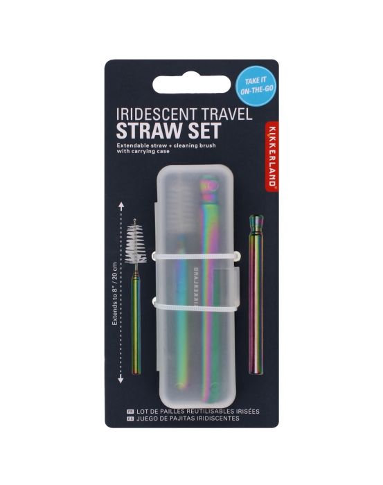 Travel Straw Set & Case Iridescent