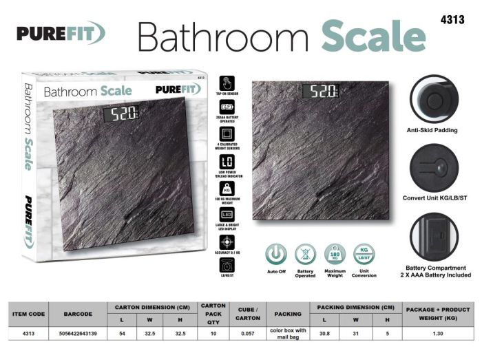 PureFit Bathroom Scale Square 180kg