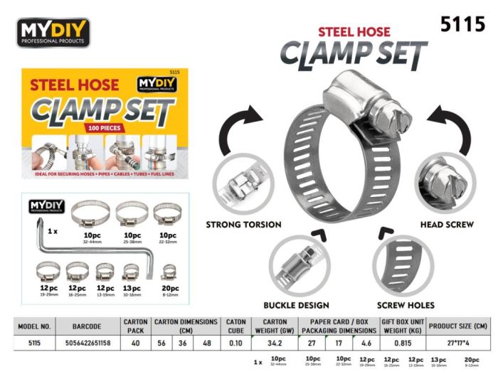 MYDIY Steel Hose Clamp Set 91 pcs