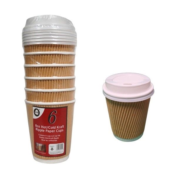 DID Hot Cold Kraft Ripple Paper Cups 6 pc