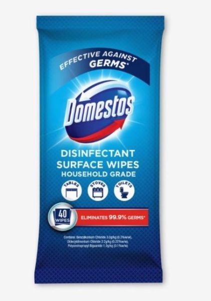 Domestos Disinfecting Surface Wipes 40 pack - BBD 06.23