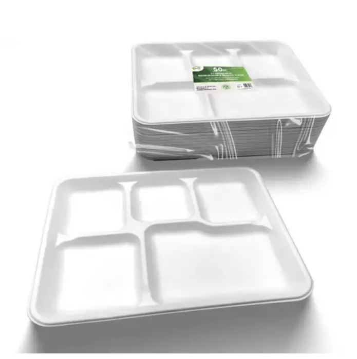 DID 5 Compartment Biodegradable Bagasse Plates 50 pack
