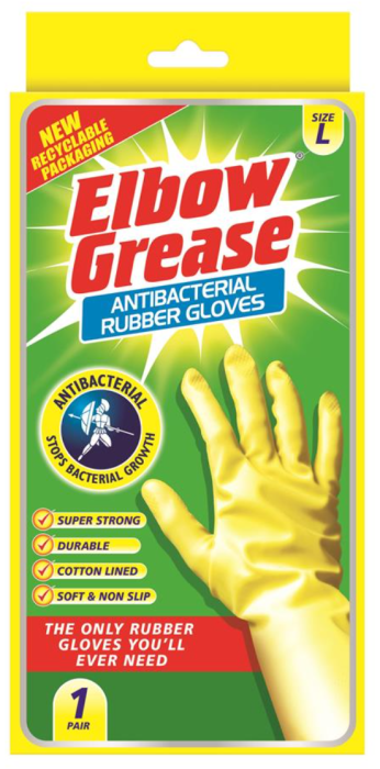 Elbow Grease Antibacterial Rubber Gloves Large 1 Pair