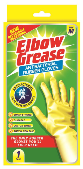 Elbow Grease Antibacterial Rubber Gloves Medium 1 Pair