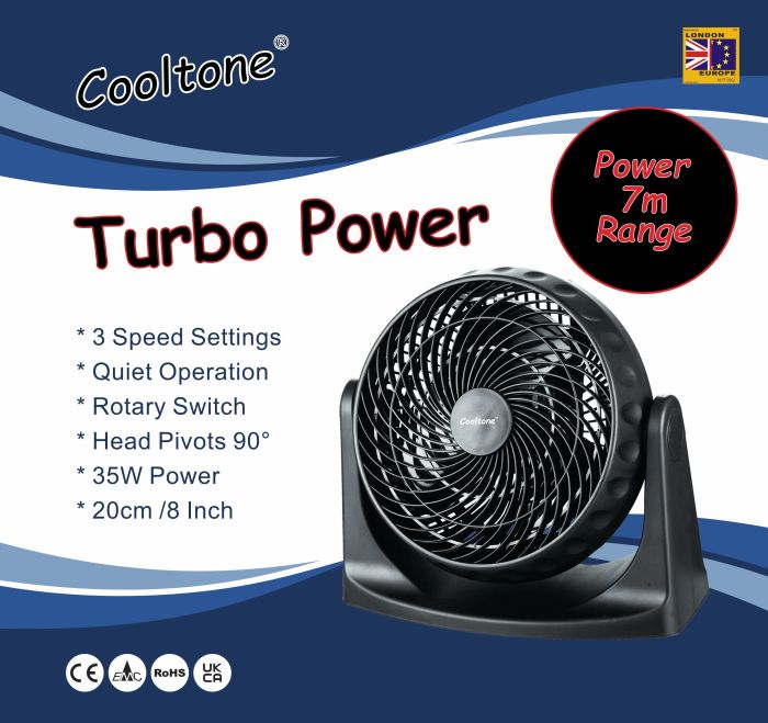 Cooltone Quiet Turbo Power Fan 8in