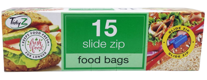 TidyZ Slide Zip Food Bags 15 pack