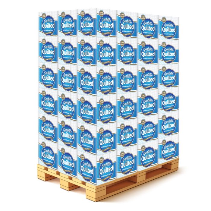 Pallet Deal - 18/36 Cases of Gentille Quilted Toilet Tissue Paper Roll 3 ply - 6 x 9 pack (54 rolls)