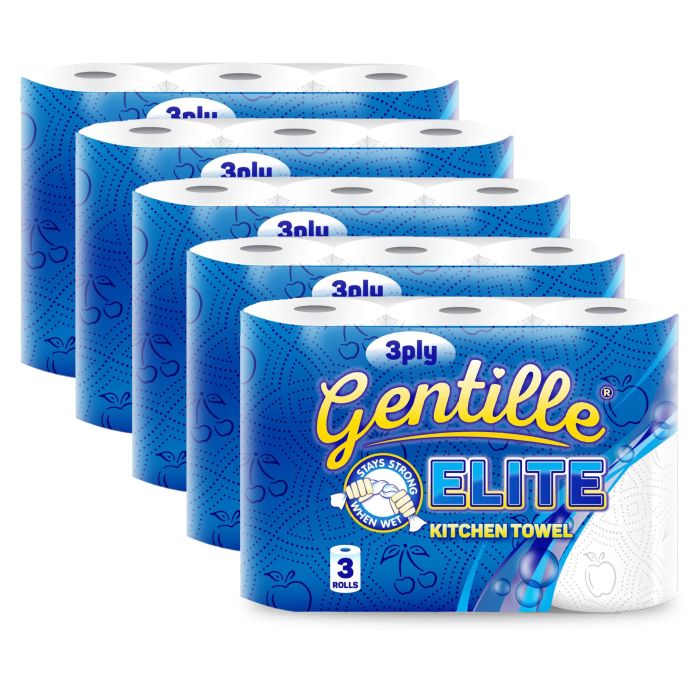 Pallet Deal - 24/48 Cases of Gentille Kitchen Household Towel 3 ply - 5 x 3 pack (15 rolls)