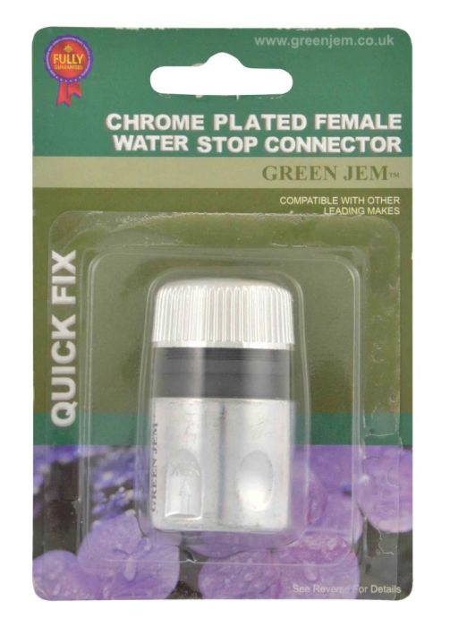 Green Jem Chrome Plated Water Stop Connector