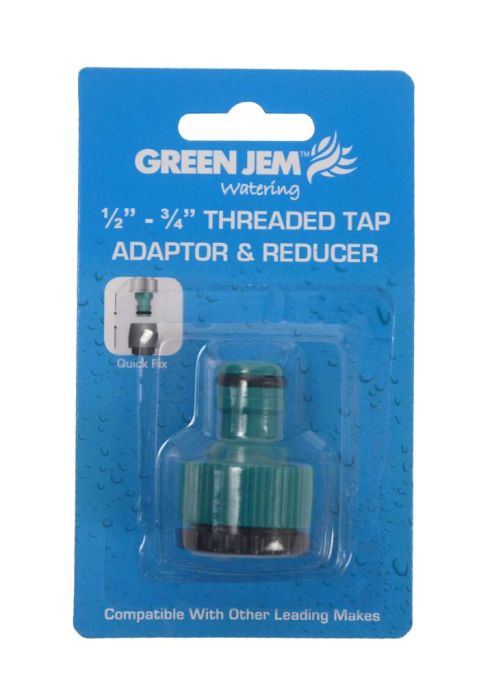 Green Jem Tap Adaptor & Reducer 1/2in 3/4in