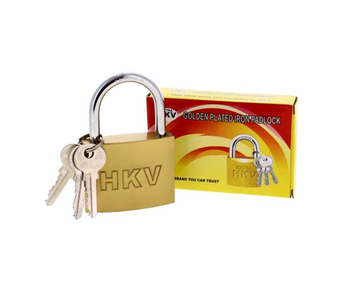 HKV Golden Plated Iron Padlock with 3 Keys