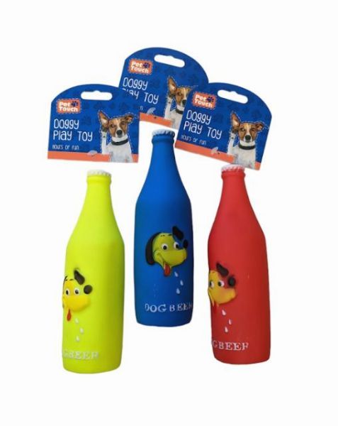 Pet Touch Squeaky Beer Bottle Dog Toy