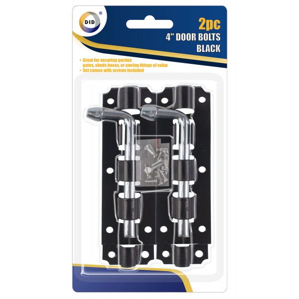 DID Door Bolts Black 4in 2 pack