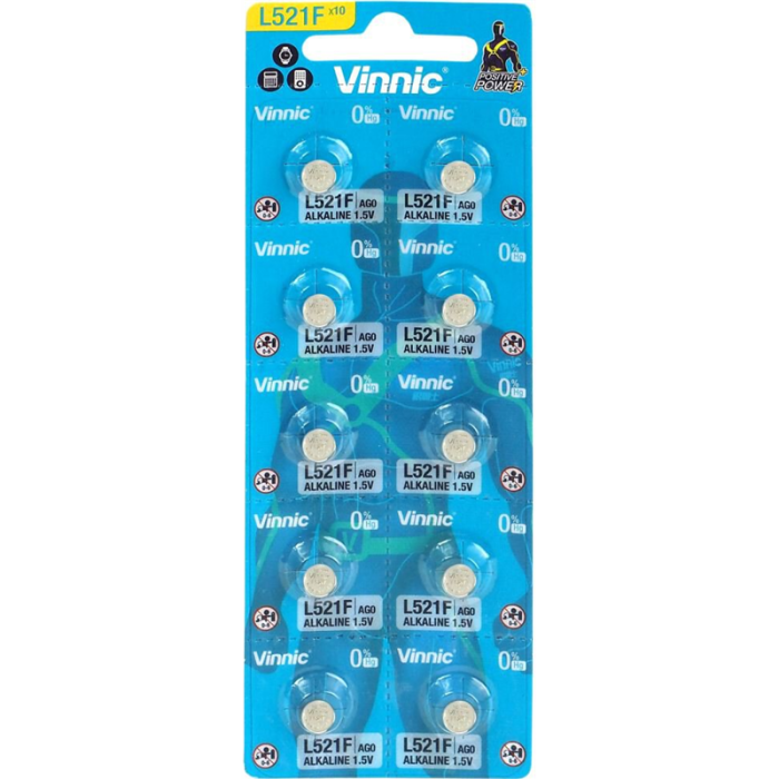 Vinnic L521F Ag0 Batteries 1.5V 10 pack