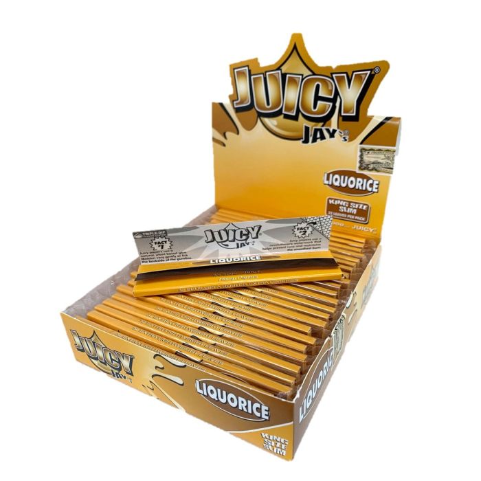 Juicy Jay's Cigarette Rolling Paper Liquorice Flavour King Size Slim - Pack Of 24 - 32 Leaves Per Pack