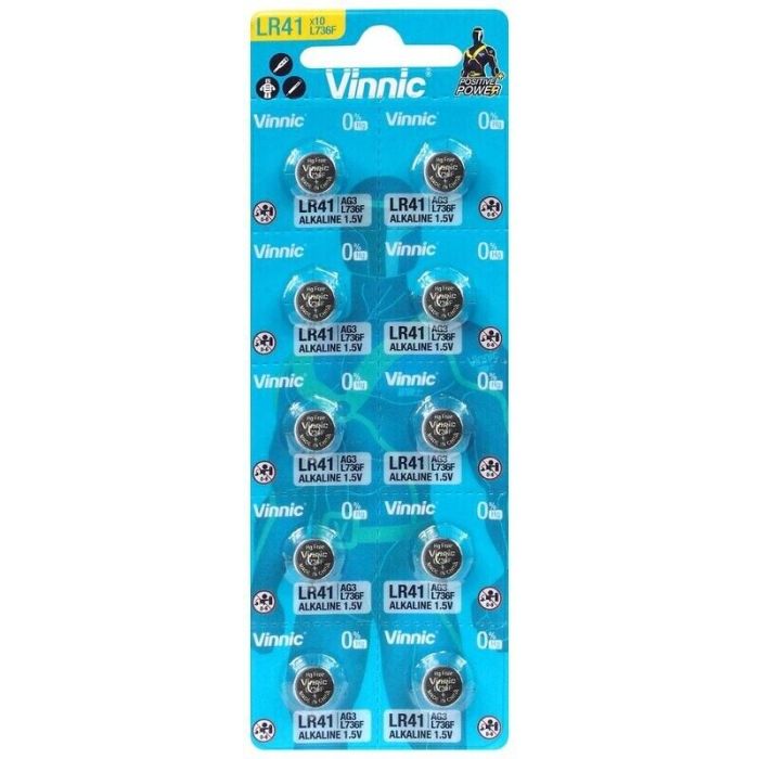 Vinnic LR41 AG3 Alkaline Batteries 1.5V 10 pack