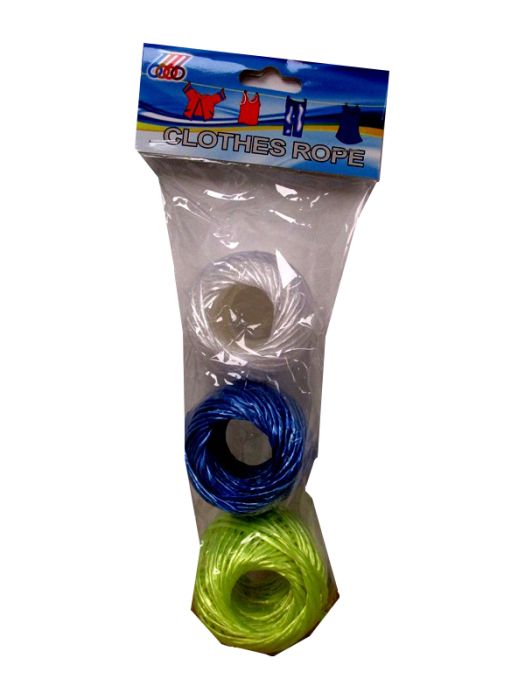Multi Coloured Clothes Rope 3 pack