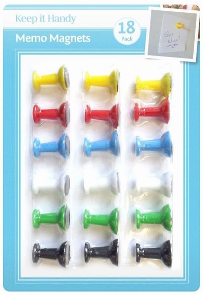 Keep It Handy Memo Magnets 18 pack - Assorted Colours