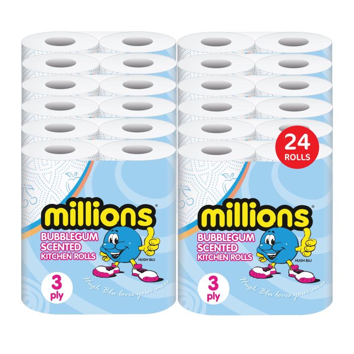 Pallet Deal - 20/40 Cases of Gentille Millions Bubblegum Scented Kitchen Household Towel 3 ply - 12 x 2 pack (24 rolls)