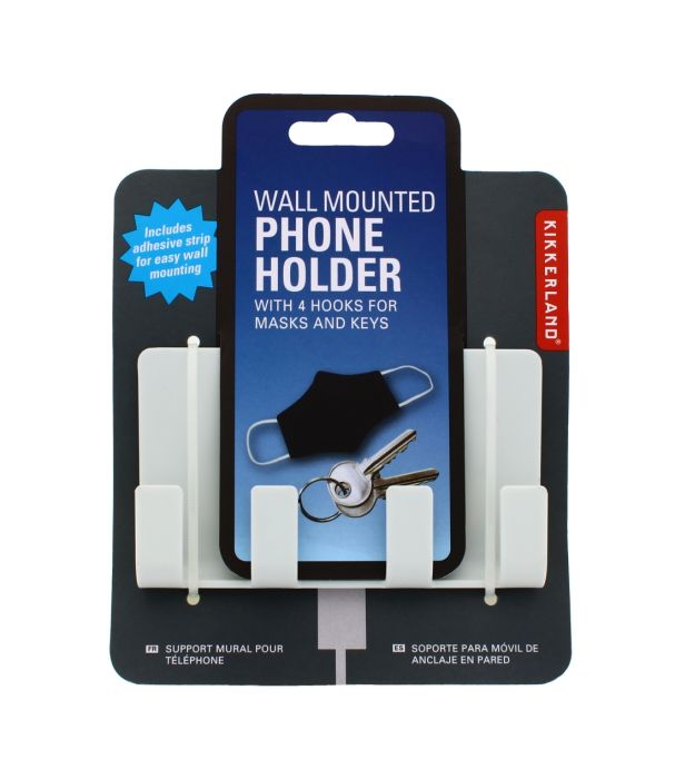 Wall Mounted Phone Holder with 4 Hooks