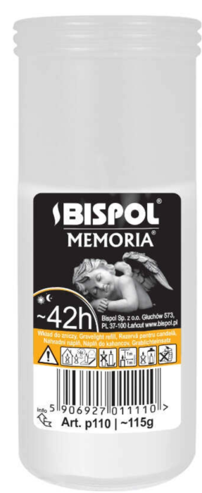 Bispol White Grave Candle Refill 4.5''/11cm (42 hour burning time)