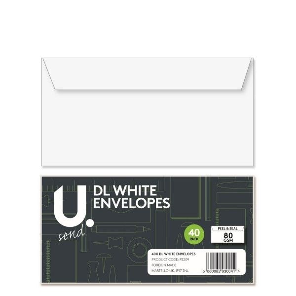 U. DL White Envelopes 40 pack