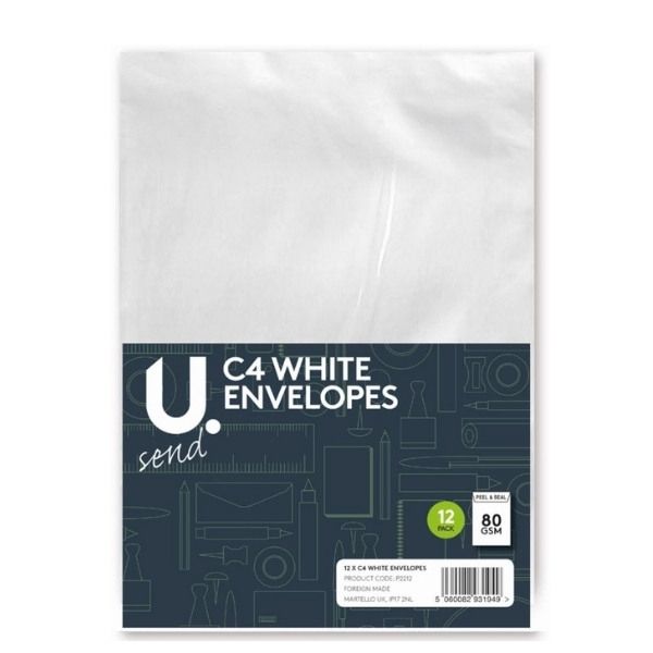 U. C4 White Envelopes 15 pack