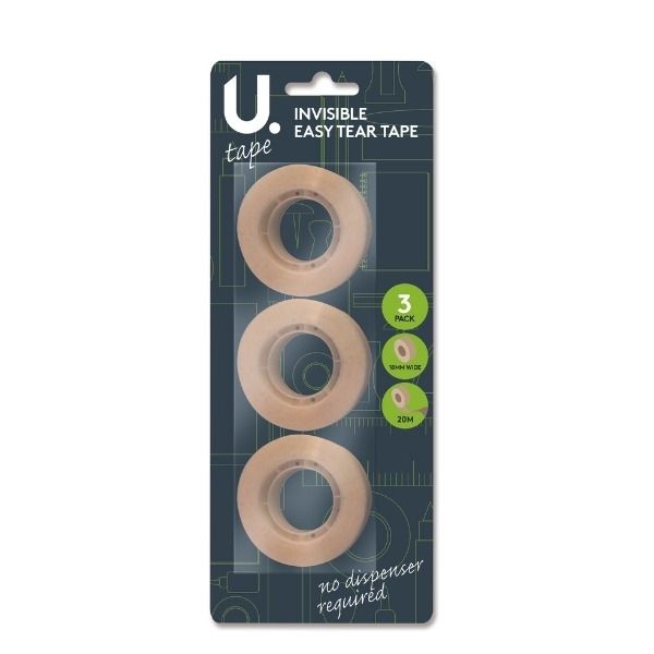U. Invisible Easy Tear Tape 3 pack