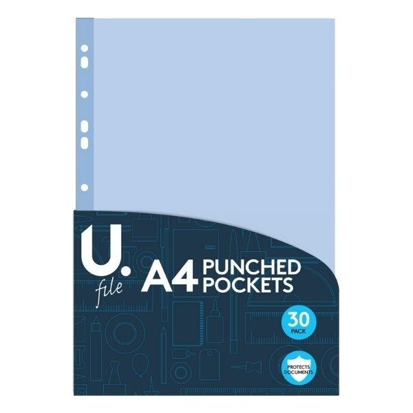 U. A4 Punched Pockets 30 pack
