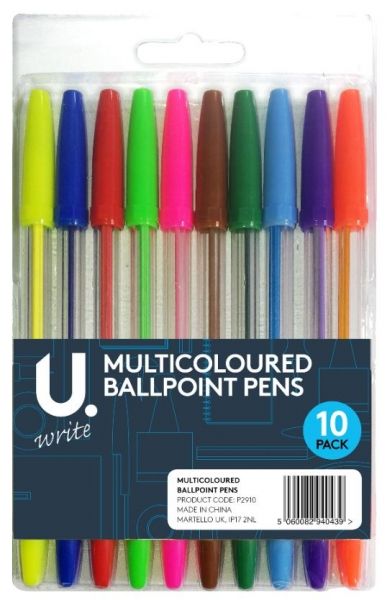 U. Multicolour Pens 10 pack