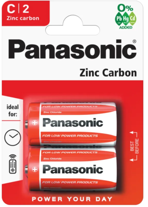 Panasonic C Zinc Carbon Batteries 2 pack