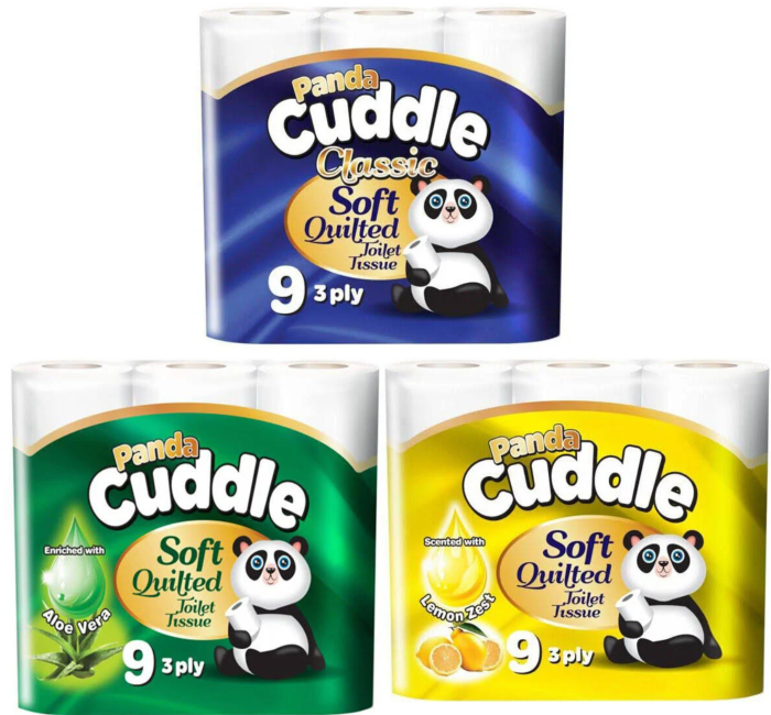 Pallet Deal - 21/42 Cases of Panda Cuddle Toilet Tissue Paper Roll 3 ply - 5 x 9 pack (45 rolls)