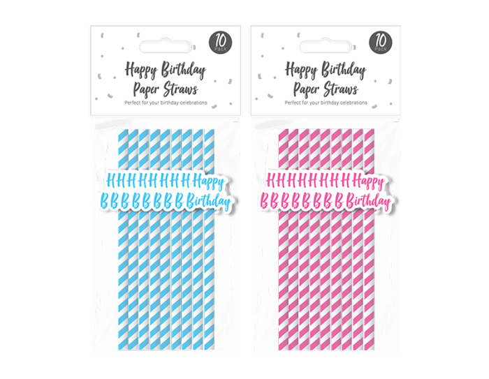 Pop Happy Birthday Paper Straws 10 pack